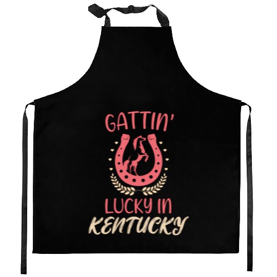 Gattinâ€™ Lucky In Kentucky Horse Racing Derby Kitchen Aprons