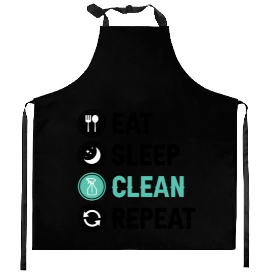 Eat Sleep Clean Repeat aesthetic Kitchen Aprons