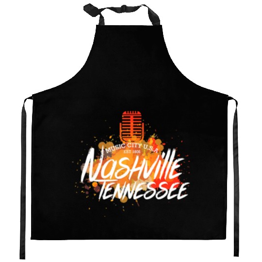 Nashville Country Music City Tennessee Guitar USA Kitchen Aprons