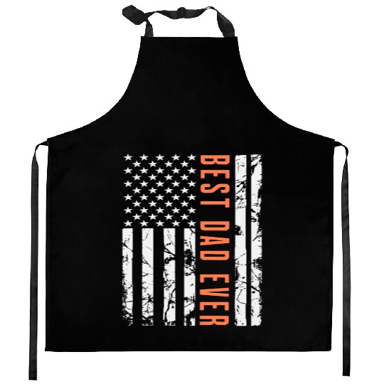 Best Dad Ever With US American Flag Kitchen Aprons