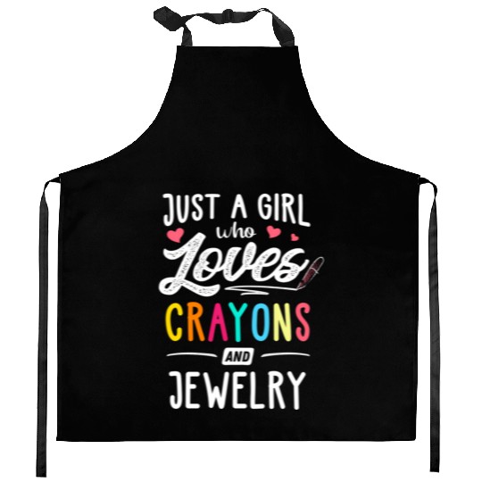 Just A Who Loves Crayons And Jewelry Youth Kitchen Aprons