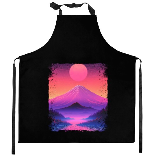 Mount Fuji Aesthetic Japan Sight Vaporwave Volcano Kitchen Aprons