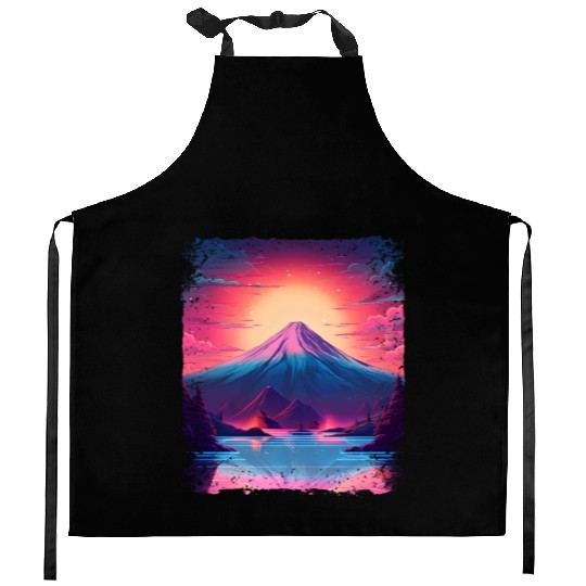 Mount Fuji Sight Aesthetic Japan Vaporwave Volcano Kitchen Aprons