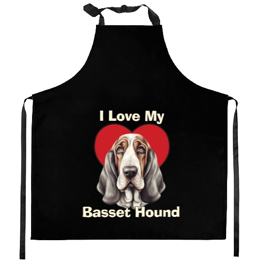 I Love My Basset Hound Puppy Kitchen Aprons