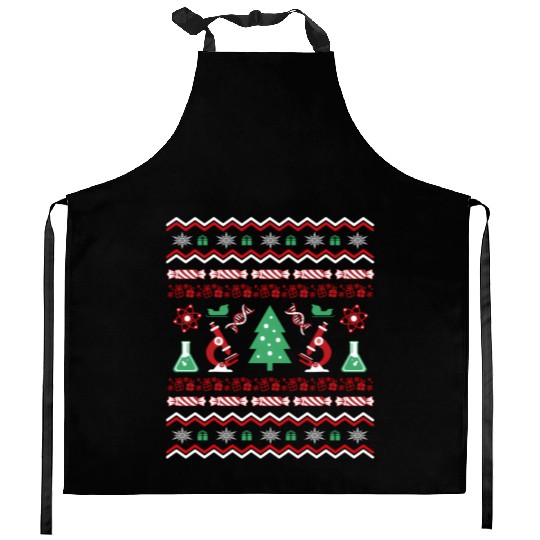 Science Laboratory Ugly Sweater Dna Microbiology Kitchen Aprons
