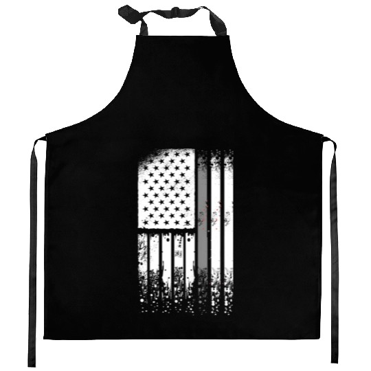 Correctional Officer - Us Flag Thin Silver Line Kitchen Aprons