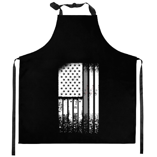 Correctional Officer - Us Flag Thin Silver Line Kitchen Aprons