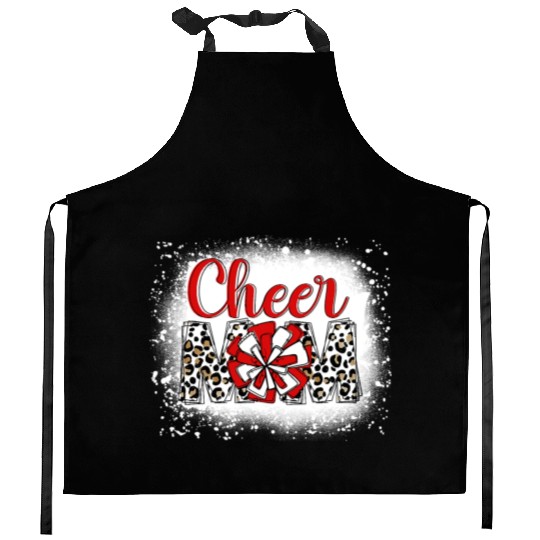 Cheer Mom Leopard Cheerleader Bleached Mother Kitchen Aprons