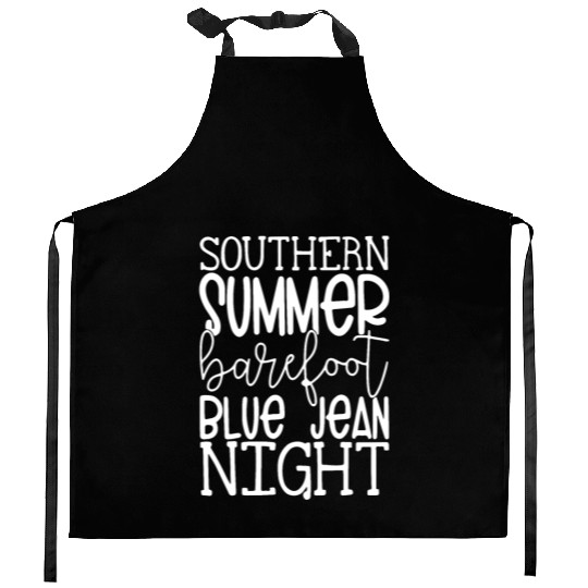 Southern Summer Barefoot Blue Jean Night Kitchen Aprons