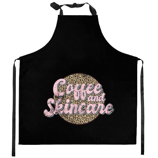 Coffee And incare Leopard Esthetician incare Kitchen Aprons