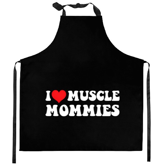 I Love Muscle Mommies Groovy I He Gym Kitchen Aprons