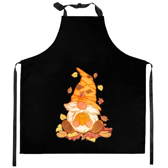 Fall Gnome Autumn Leaves Funny Halloween Pumpkins Kitchen Aprons