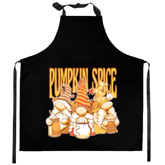 Gnomes Autumn Season Pumpkin Spice Hallothanksmas Kitchen Aprons