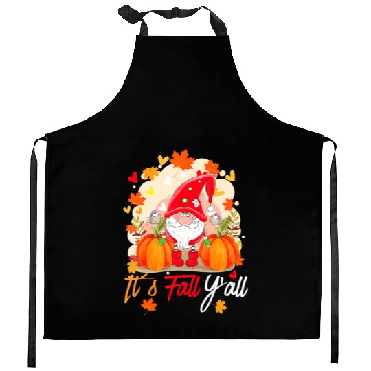 Cute Gnomes Pumpkin Floral Autumn Leaves It's Kitchen Aprons