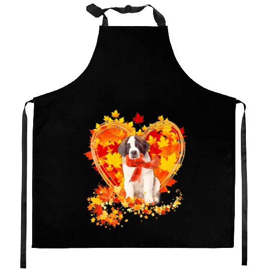 Autumn Leaf Heart Saint Bernard Scarf Fall Lover Kitchen Aprons