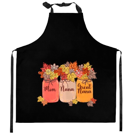 Mom Nana Great Nana Flowers Jars Autumn Kitchen Aprons