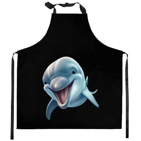 Sunny Delphinia: Joyful Dolphin's Paradise Kitchen Aprons