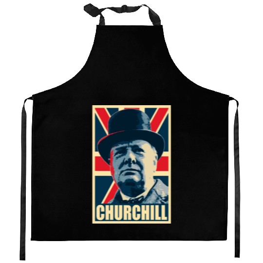 Winston Churhill Union Jack Propaganda Pop Art Kitchen Aprons