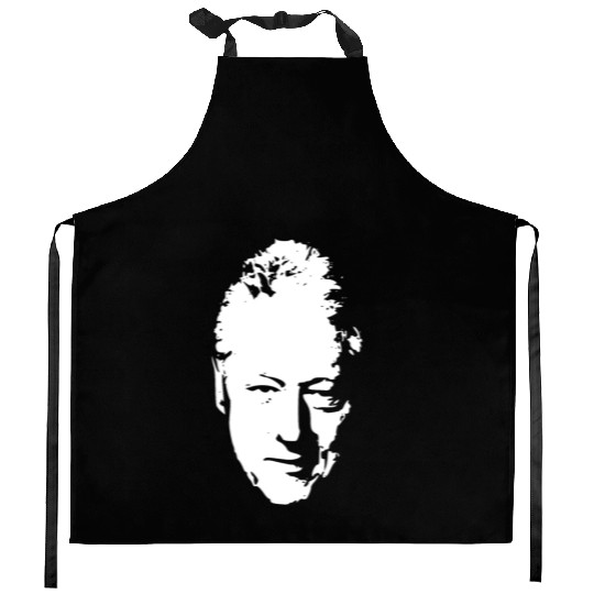 Bill Clinton White On Black Pop Art Kitchen Aprons