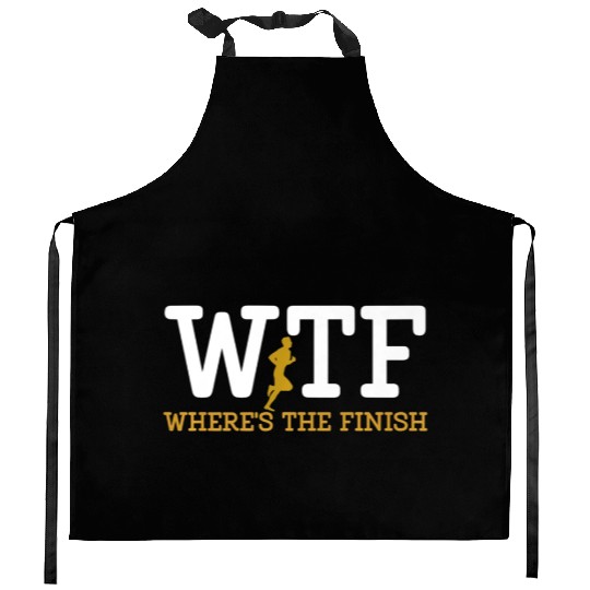 Running Wtf Where'S The Finish Runner Joke Kitchen Aprons