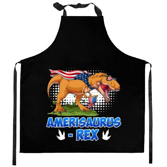 Amerisaurus Rex America Party Independence Day Kitchen Aprons