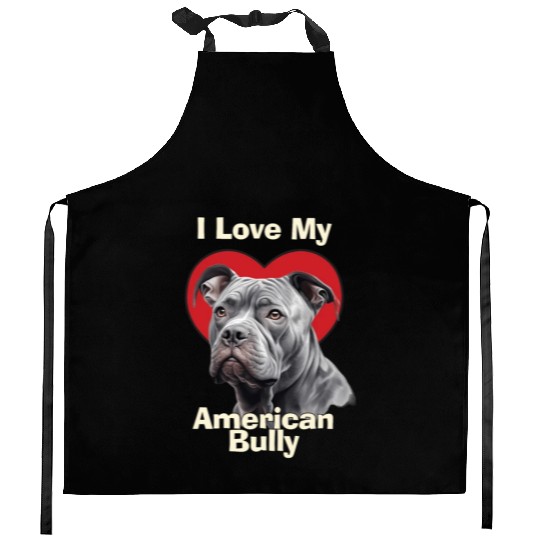 I Love My American Bully Puppy Dog Kitchen Aprons
