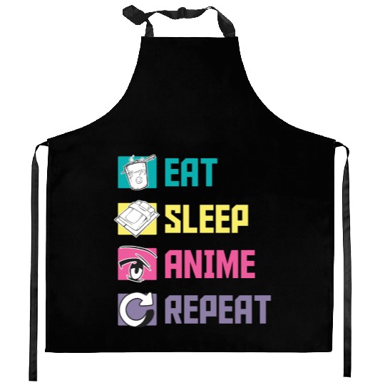 Eat Sleep Anime Repeat funny Kitchen Aprons