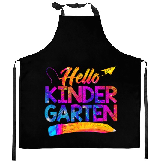 Funny Teacher Back To School Tie Dye Hello Kitchen Aprons