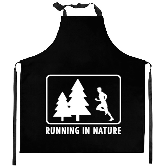 Runners Running In Nature Marathon Training Kitchen Aprons