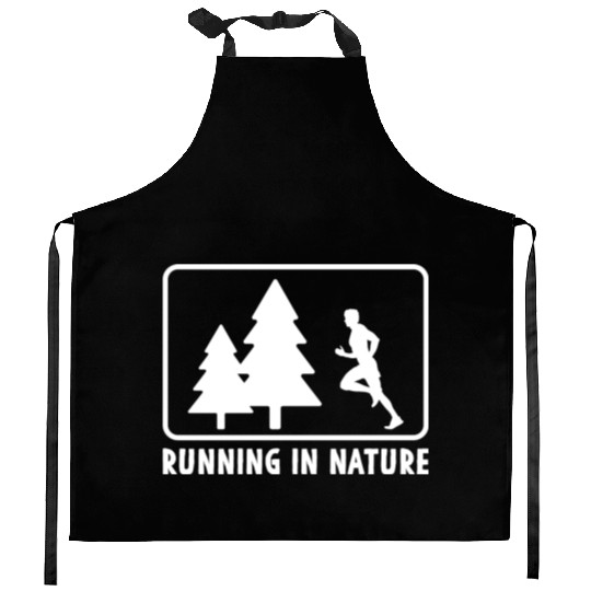 Runners Running In Nature Marathon Training Kitchen Aprons