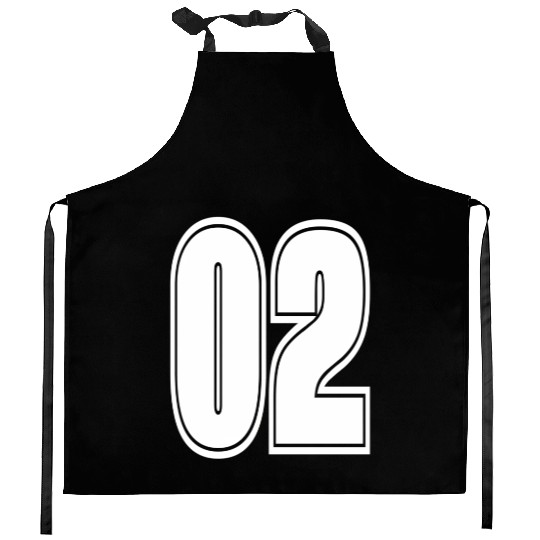 Varsity Sports Team Jersey Number 02 White Kitchen Aprons