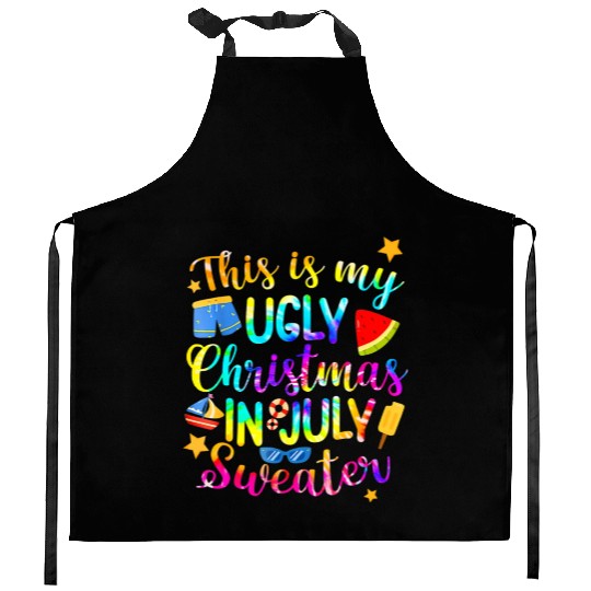 This Is My Christmas In July Sweater Summer Kitchen Aprons