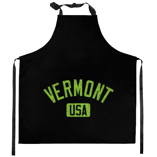 Vermont Usa Arched Text Distressed Lime Green Prin Kitchen Aprons