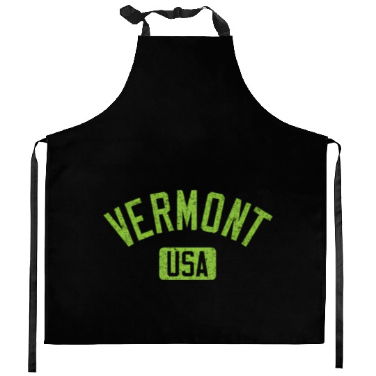 Vermont Usa Arched Text Distressed Lime Green Prin Kitchen Aprons