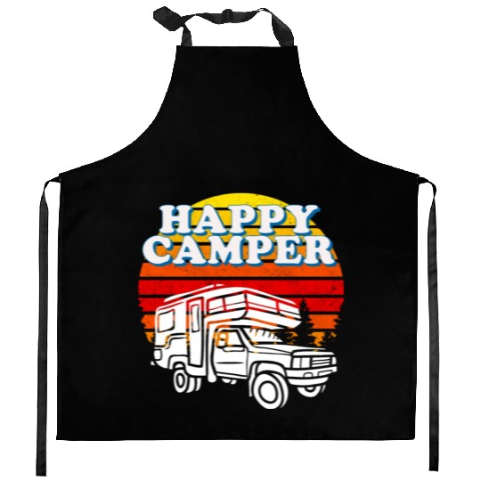Happy Camper Funny Camping Lover Kitchen Aprons