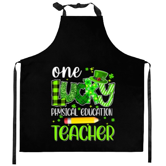 One Lucky Physical Education Teacher Pencil St Kitchen Aprons