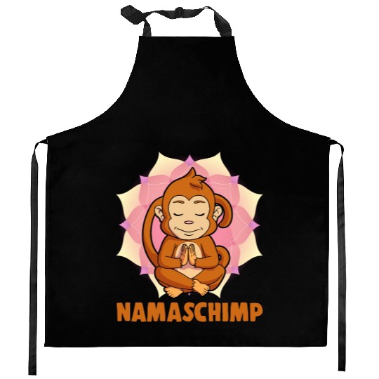 Cute Namaschimp Funny Yoga Monkey Namaste Workout Kitchen Aprons