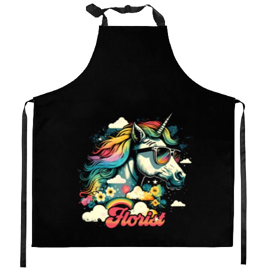 Rainbow Uorn Florist Kitchen Aprons