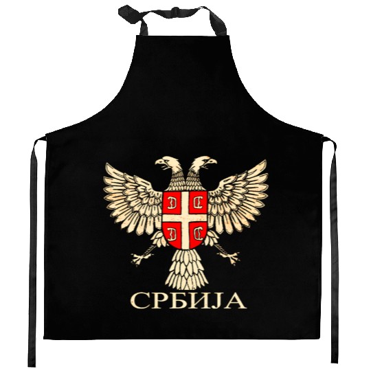 Serbia Srbija Serbian Serb Eagle Flag Cccc Cyrilli Kitchen Aprons