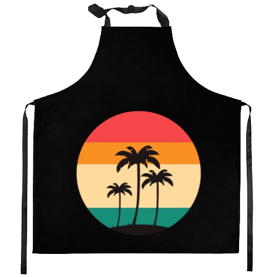 Vintage and retro circle logo with palm trees Kitchen Aprons