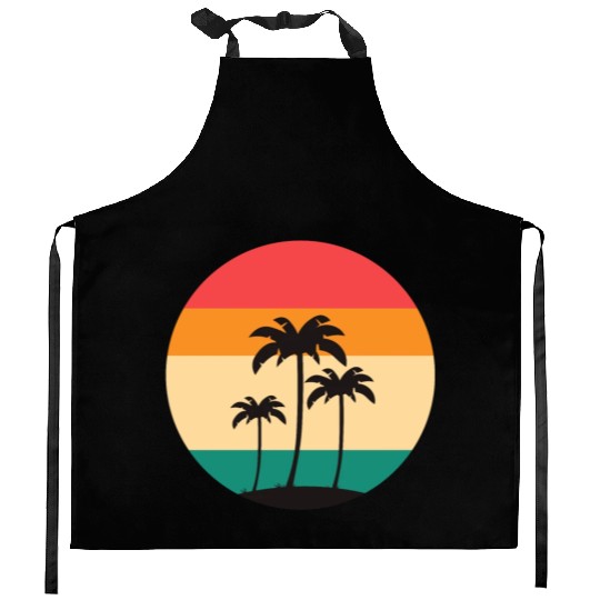 Vintage and retro circle logo with palm trees Kitchen Aprons
