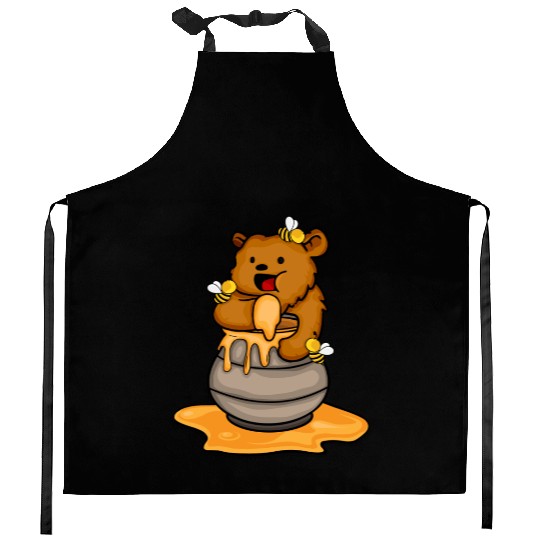 Grizzly Bear Eating Honey Cute Bear Cub Brown Bear Kitchen Aprons