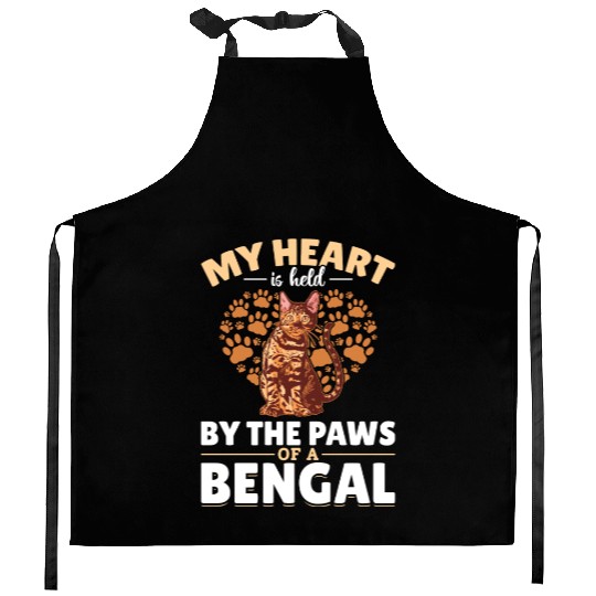 Heart Belongs To Bengal Cat Gift Velvet Paw Kitchen Aprons