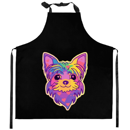 Yorkshire Terrier Rainbow Dog Lover Yorkie Kitchen Aprons