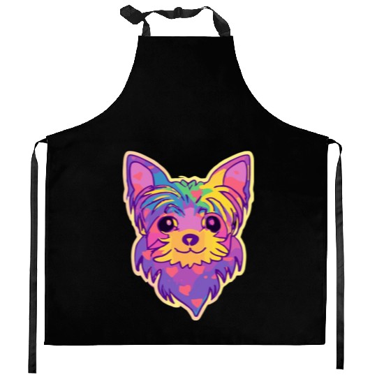 Yorkshire Terrier Rainbow Dog Lover Yorkie Kitchen Aprons