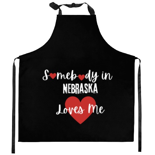 Somebody in Nebraska Loves Me Kitchen Aprons