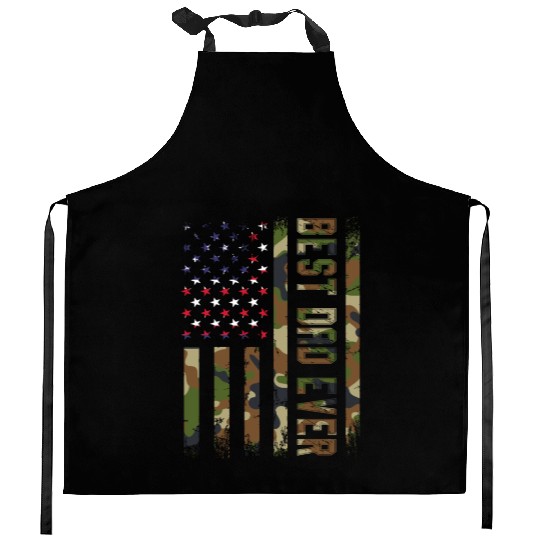 Best dad ever USA flag Camo gift for fatheR Kitchen Aprons