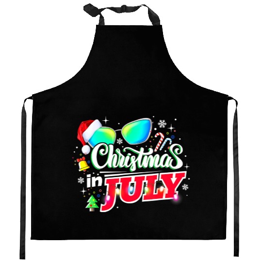 Christmas in July Santa Hat Sunglasses Summer Kitchen Aprons