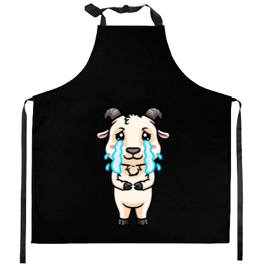 Goat Sad Crying Emoticon Kitchen Aprons
