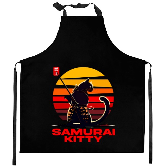 Fierce Meets Fabulous Samurai Kitty Kitchen Aprons